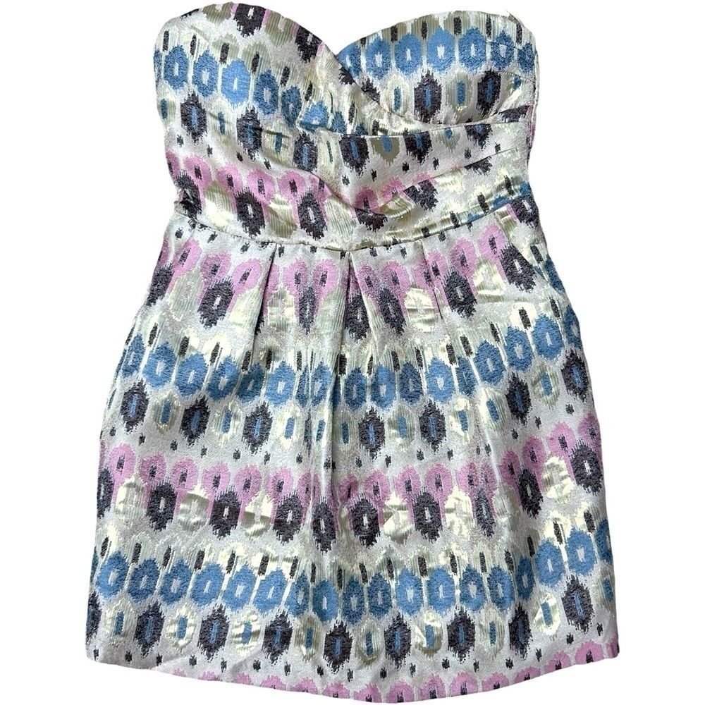 Karlie Strapless Shiny‎ Metallic Muti Color Mini Dress Womens Size L